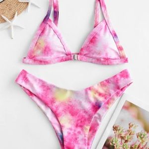 💕LIKE NEW Zaful pink tie dye bikini